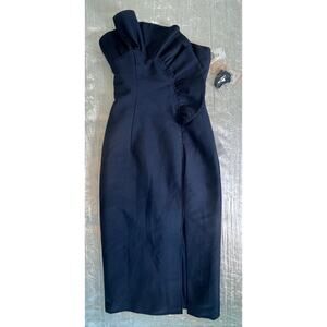 Keepsake Navy Heart & Soul Strapless Ruffled Midi Cocktail Dress, Size XS - NWT